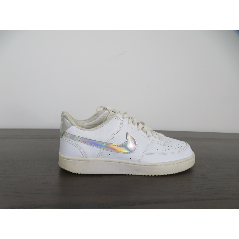 Nike Court Vision Low Shoes Womens 8 White Iridescent Sneakers CW5596-100
